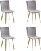 Scandinavian Style Fabric Dining Chairs (Set of 4, Gray)