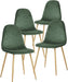 Set of 4 Dark Green Velvet Dining Kitchen Room Chairs, Metal Legs
