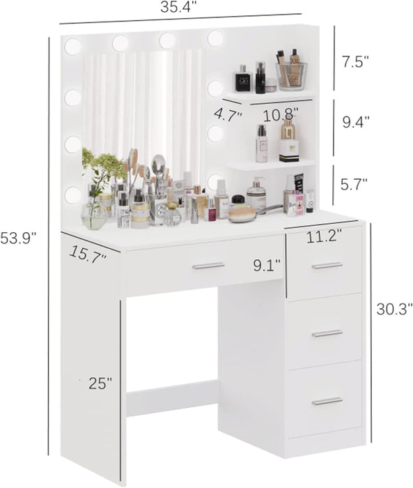 Makeup Vanity Table with Lighted Mirror