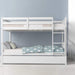 Full over Full Wooden Bunk Bed W/ Trundle, White