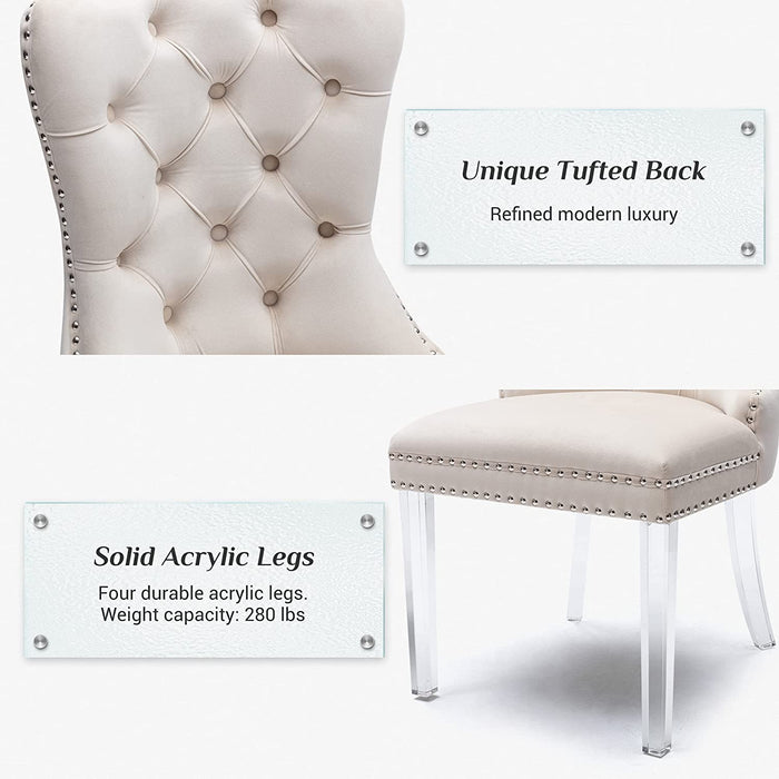 Beige Acrylic Leg Dining Chairs