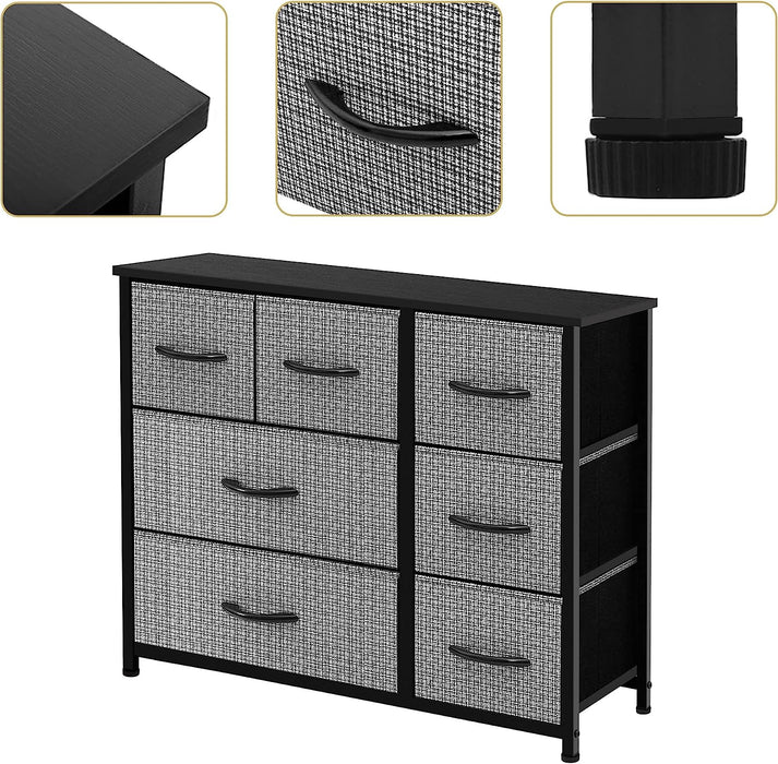 Black and White 7-Drawer Fabric Dresser