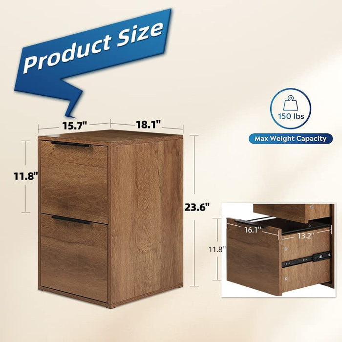 Vertical 2-Drawer Wooden File Cabinet for Home Office