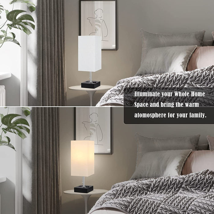 3-Color Temperature Table Lamps with USB and Outlet