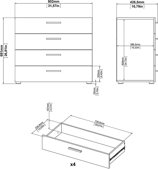 Oak Structure 4-Drawer Pepe Chest