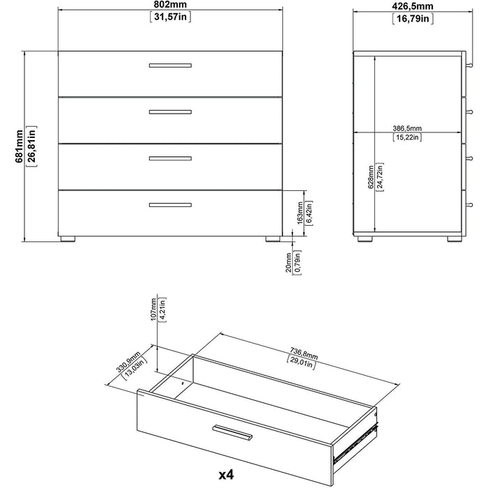Oak Structure 4-Drawer Pepe Chest