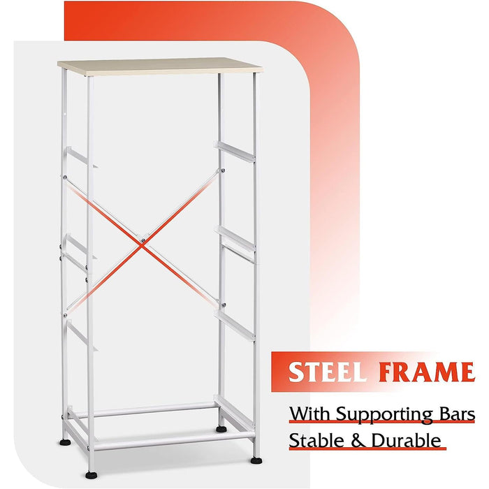 Light Grey Fabric Dresser with 4 Drawers, Wood Top