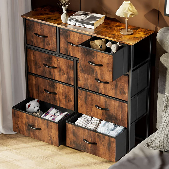 Tall Dresser with 9 Drawer Organizer, Fabric