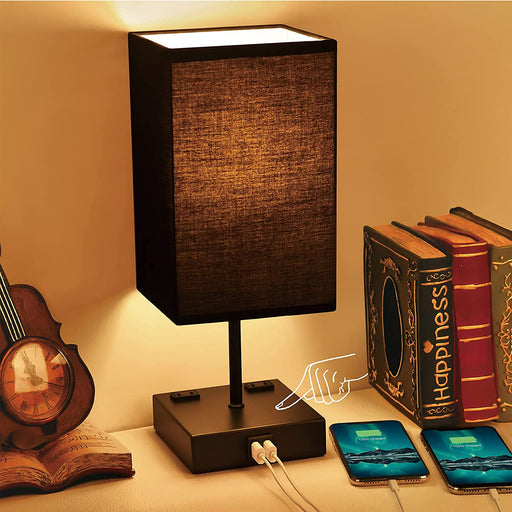 3-Way Dimmable Bedside Lamp - USB & Outlet