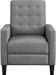 Grey Fabric Mid-Century Modern Recliner with Thicker Seat