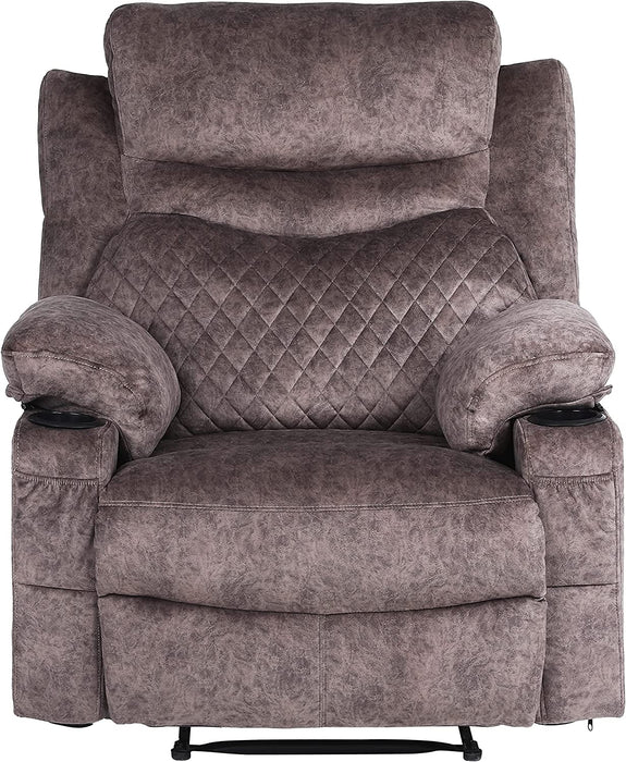 Overstuffed Recliner Chair with Massage and Heat (Red Brown)