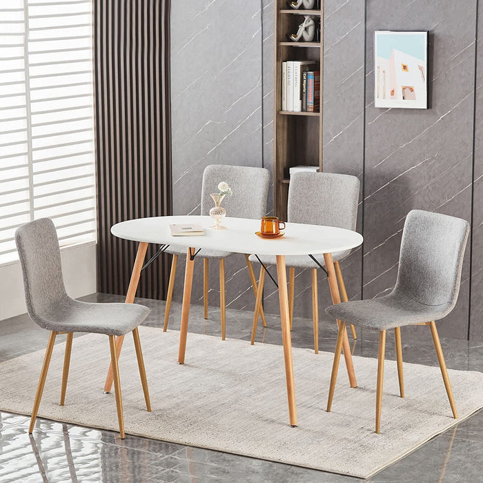 Scandinavian Style Fabric Dining Chairs (Set of 4, Gray)