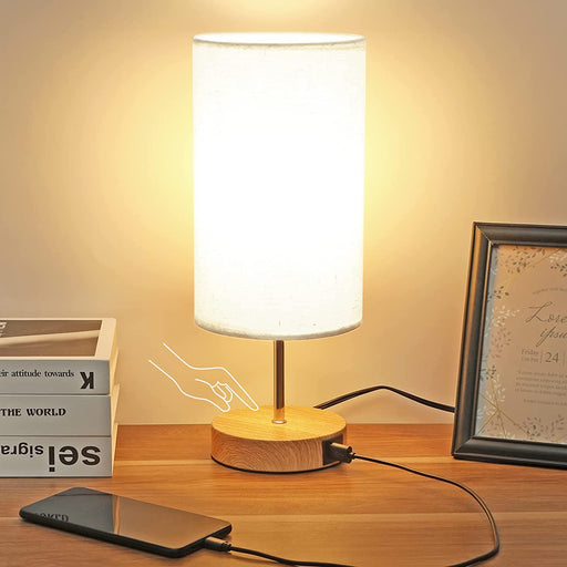 Bedside Lamp with USB Ports, Touch Control, Small