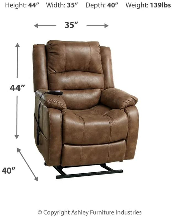 Yandel Brown Faux Leather Electric Power Lift Recliner