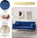 Blue Velvet Futon Sofa Bed with Adjustable Backrest