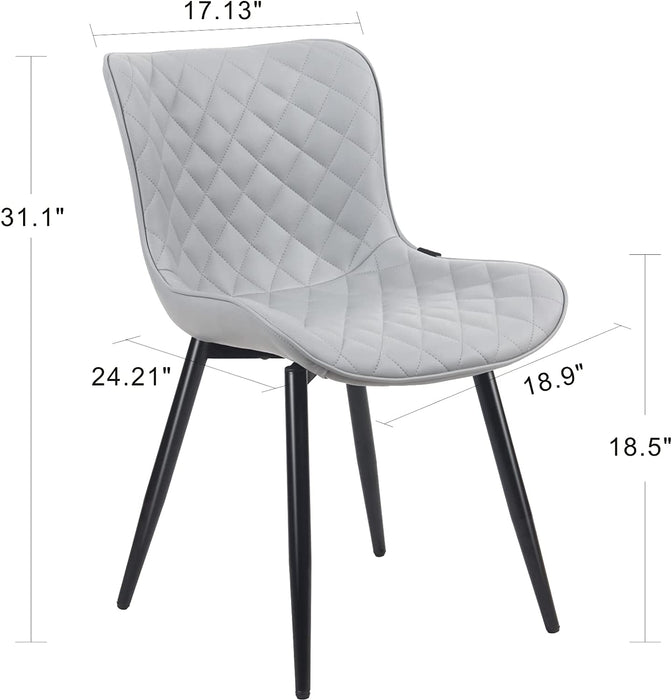 Grey PU Upholstered Dining Chairs Set of 2