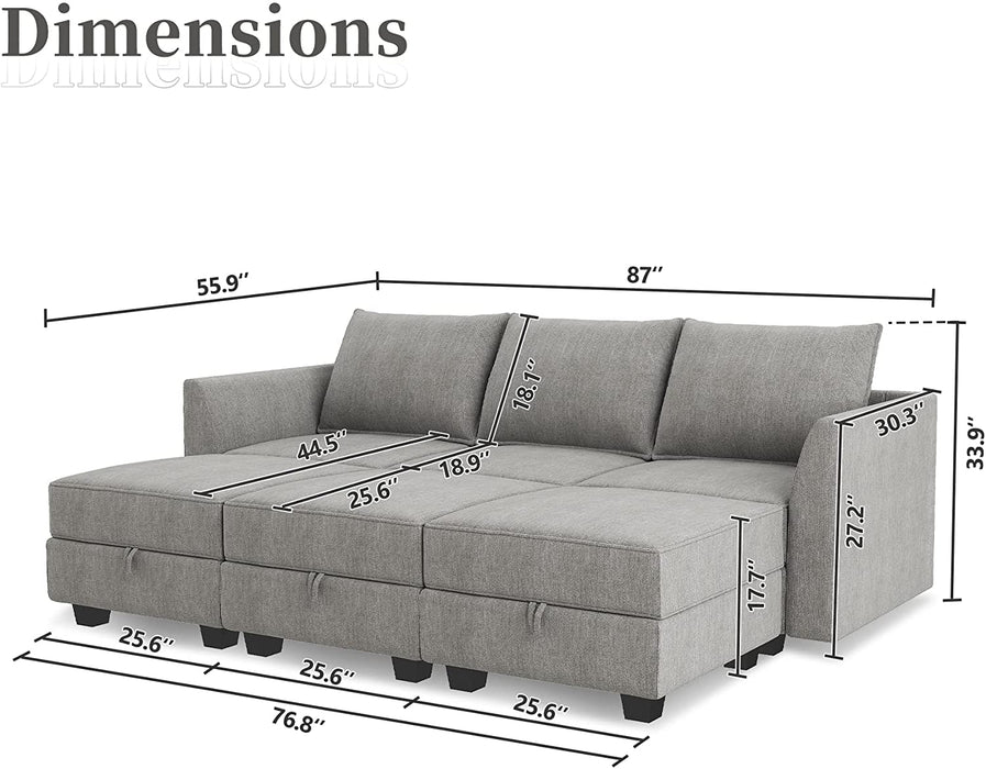 Modular Sleeper Sofa with Storage and Chaise