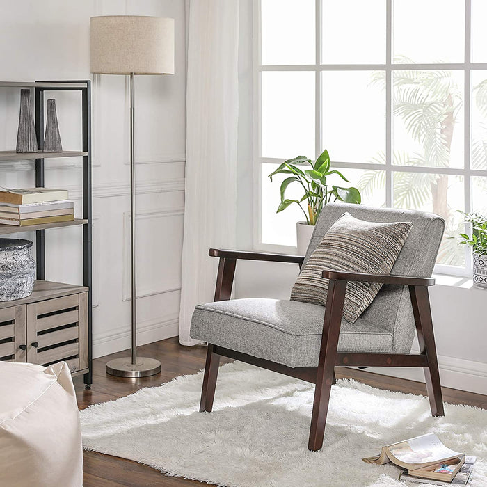 Mid-Century Modern Leisure Chair with Solid Wood Accents