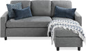 Compact Gray Linen Sectional Sofa with Chaise Lounge