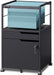 Mobile Wood File Cabinet with Open Shelf, Black
