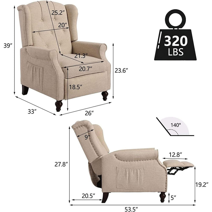 Wingback Recliner Chair with Massage and Heat