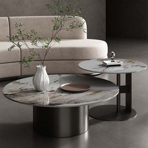Mid-Century Glam Style round Nesting Coffee Table Set
