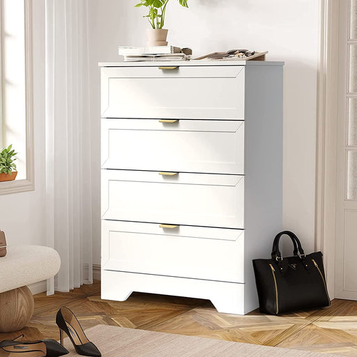 White 4-Drawer Modern Dresser