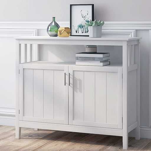 White Buffet Cabinet with 2 Doors and Adjustable Shelf