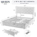 Diamond Stitched Queen Platform Bed, 4 Storage Drawers