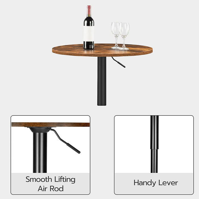 Rustic Brown Height-Adjustable Bar Table