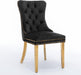 Velvet Dining Chairs with Gold Metal Legs, Black