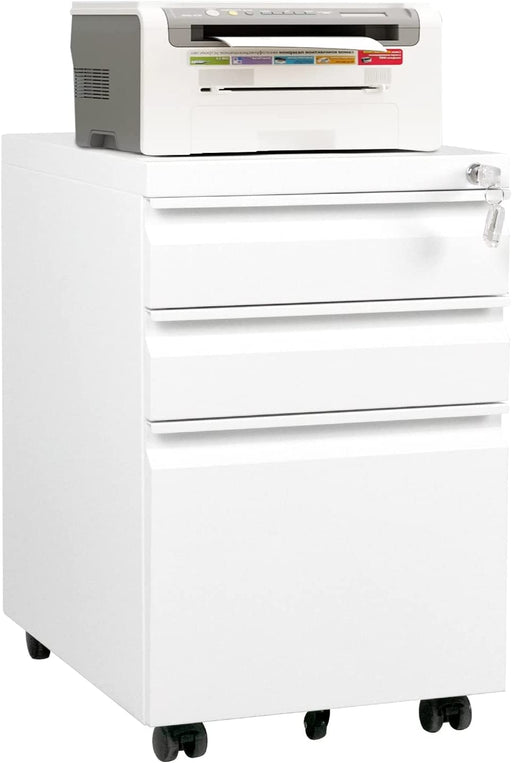 Mobile Locking File Cabinet with 3 Drawers