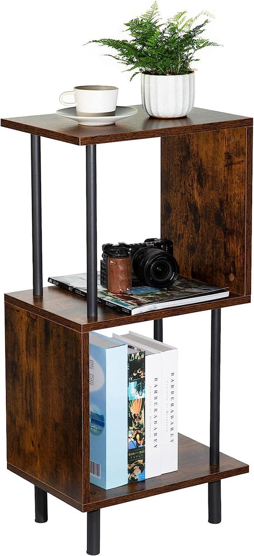 Hosfais S-Shaped Bookshelf, 3 Tier Bookcase, Small Bookshelf for
