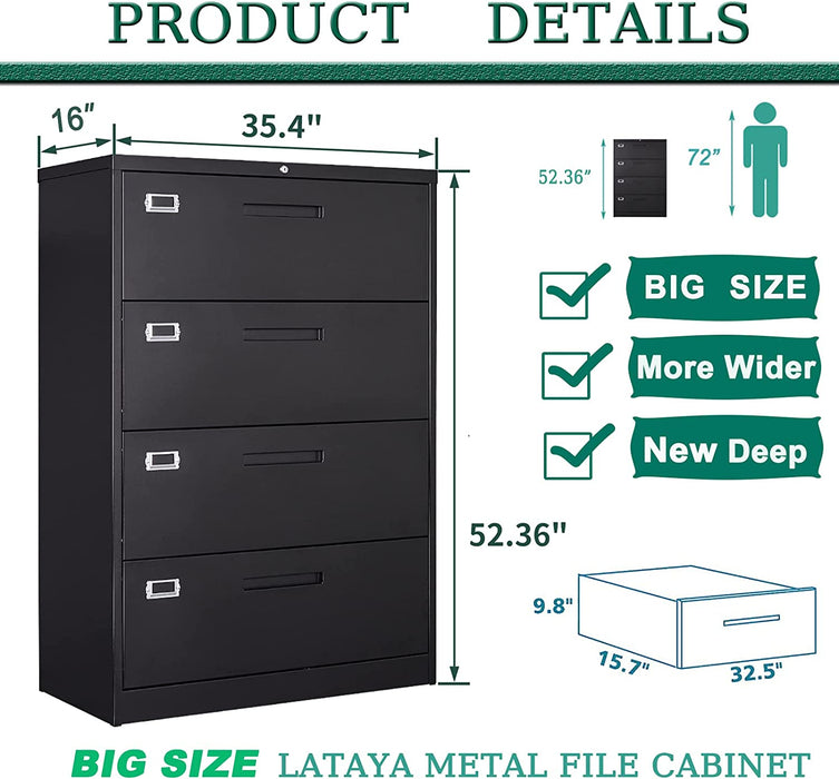4-Drawer Metal Filing Cabinet with Lock (Assembly Required)