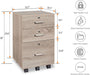 Mobile Oak File Cabinet with Lock, 3 Drawers