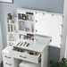 White Makeup Vanity with Lighted Mirror and Drawers