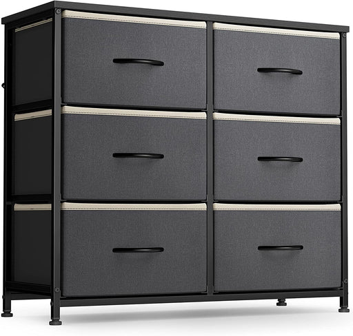 Black, Grey and White 6-Drawer Dresser Organizer