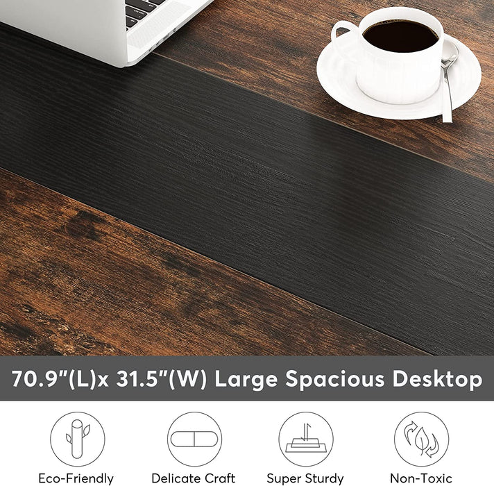 Large Rustic/Black Office Desk for Home