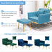 Adjustable Velvet Armchair with Ottoman, Baby Blue