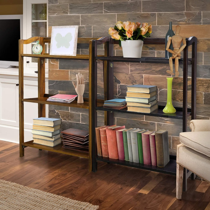 Folding Bookcase in Warm Brown Finish