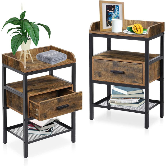 Industrial 3-Tier Nightstand Set