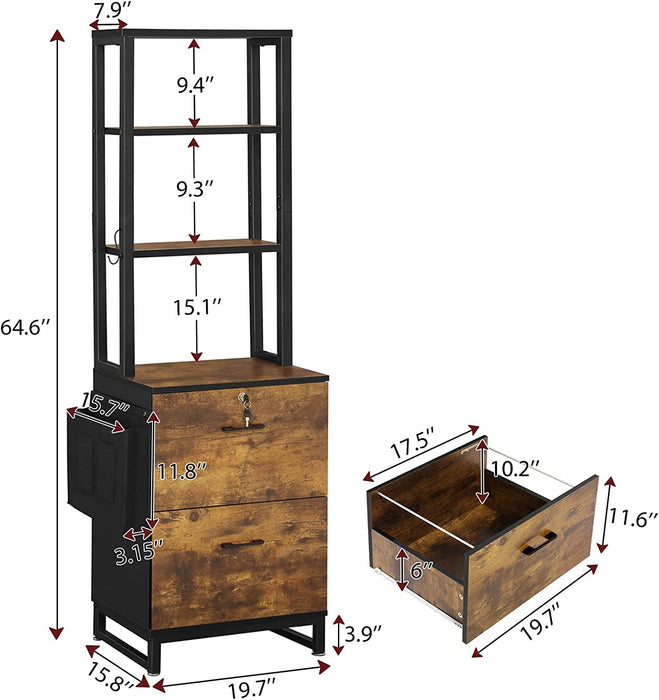 Lockable File Cabinet with Adjustable Storage Shelf