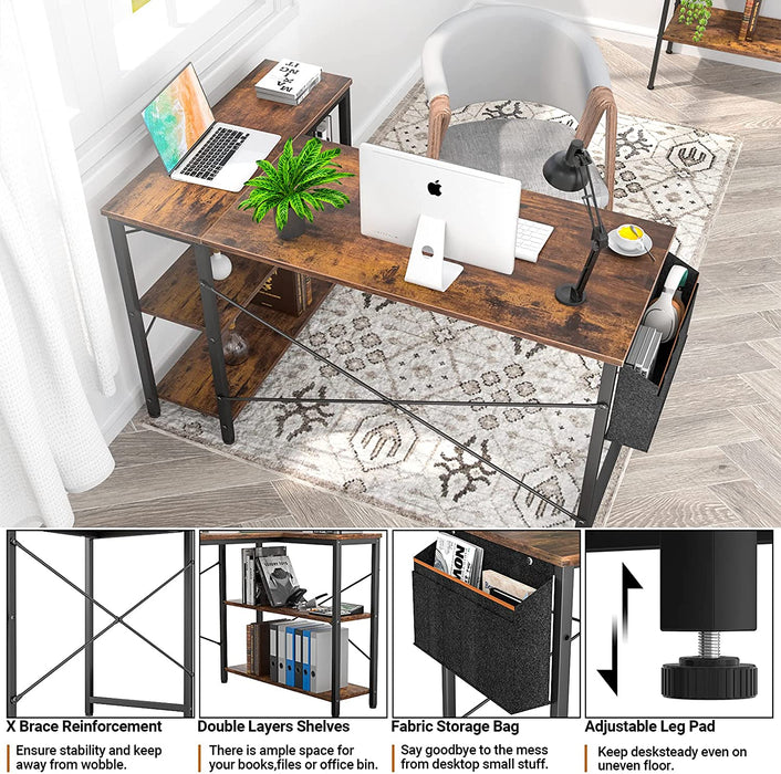 Small L-Shaped Desk with Reversible Storage Shelves