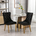 Velvet Dining Chairs with Gold Metal Legs, Black