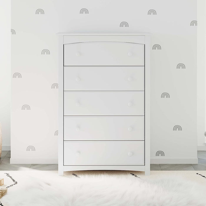 White Storkcraft Kenton 5 Drawer Dresser