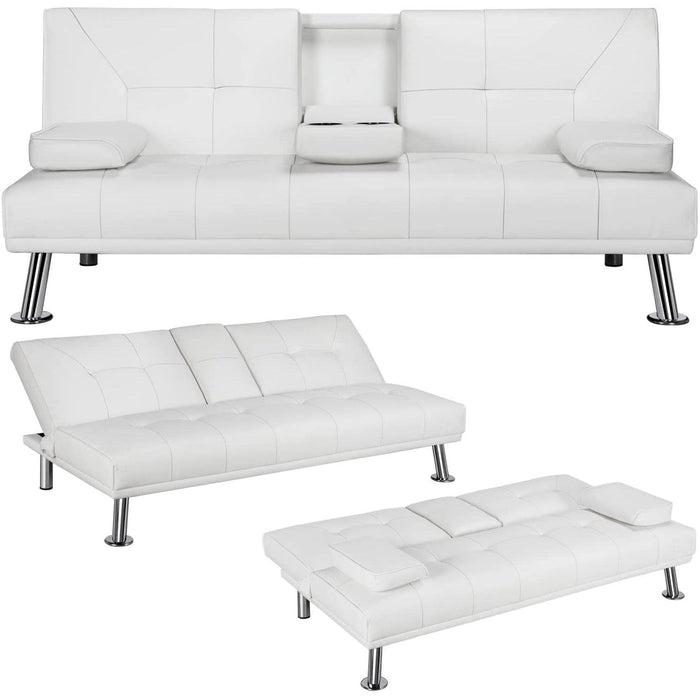 Adjustable Convertible Sofa Bed with Cup Holders