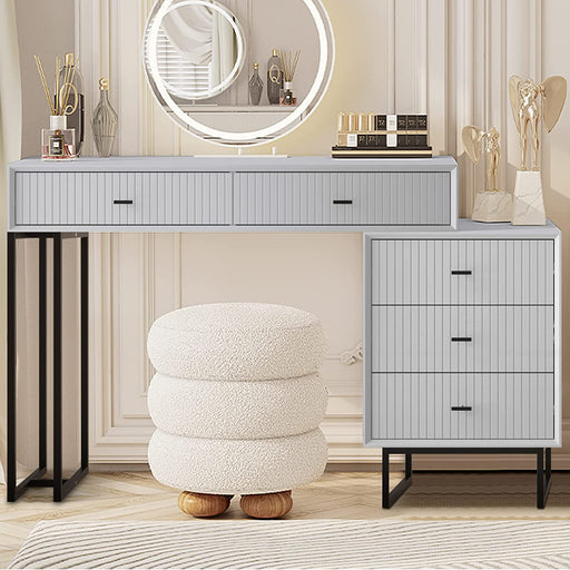 Grey Modern Makeup Vanity Dressing Table with Drawers