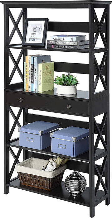 Black 5-Tier Bookcase with Drawer from Oxford