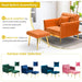 Adjustable Velvet Armchair with Ottoman, Orange