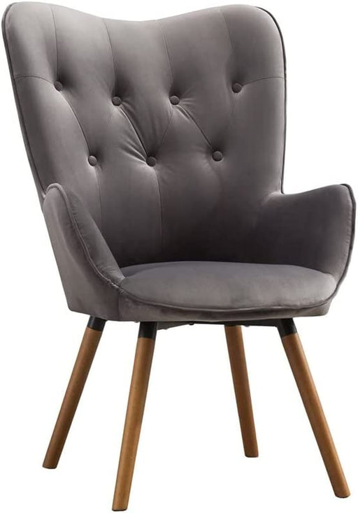 Gray Velvet Tufted Accent Chair by Roundhill Furniture